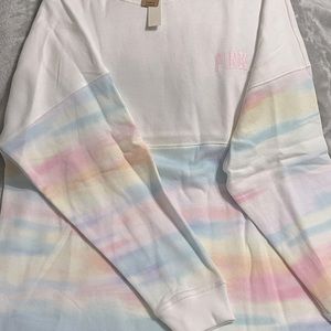 Victoria’s Secret PINK VARSITY CREW SWEATSHIRT Optic White Small